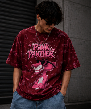 Pink Panther Oversized Tee  Acid Wash French Terry | Netrox Streetwear